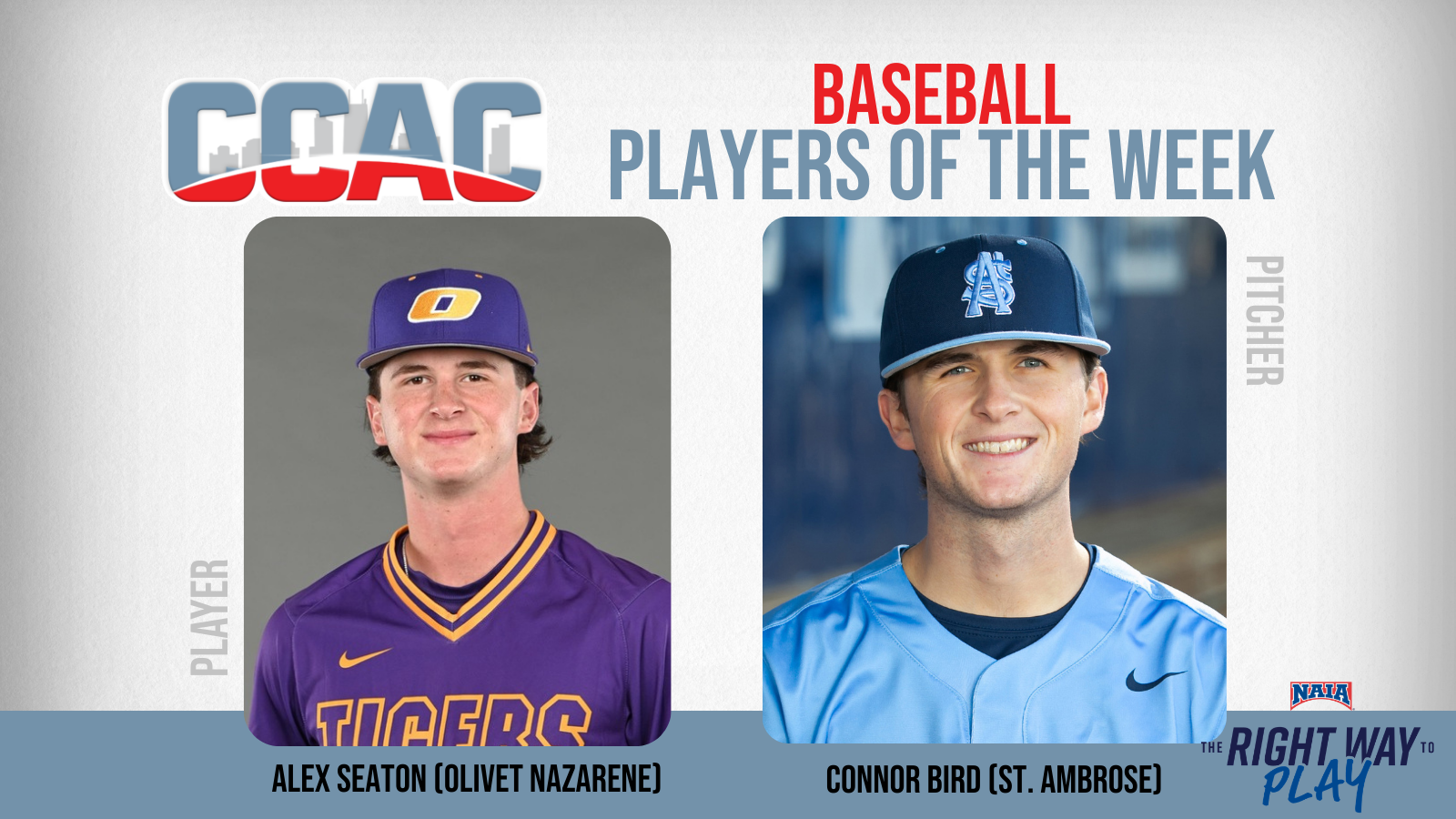 Baseball Weekly Accolades Claimed By ONU's Seaton, SAU's Bird