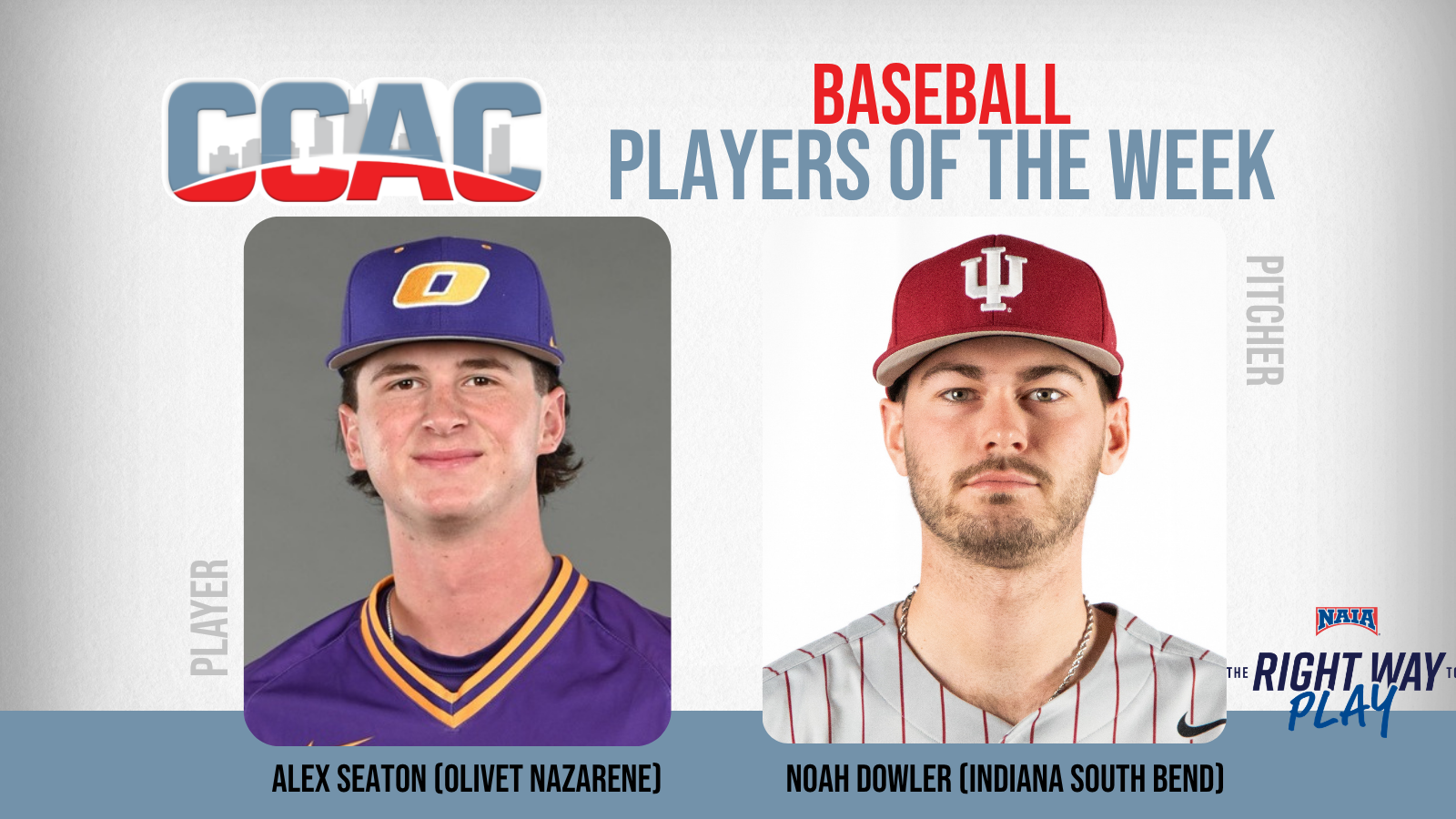 ONU's Seaton, IUSB's Dowler Pick Up Baseball Weekly Honors