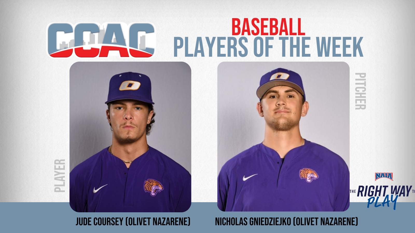 ONU Sweeps Games, Weekly Honors Behind Coursey, Gniedziejko