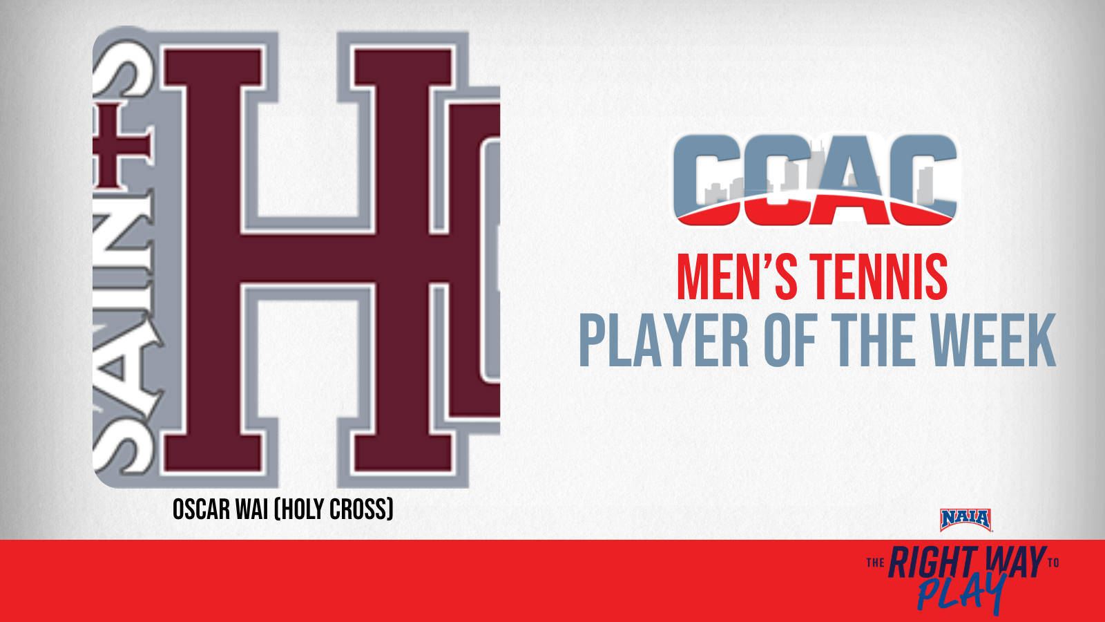 HCC's Wai Remains Unbeaten, Claims Men's Tennis Weekly Recognition