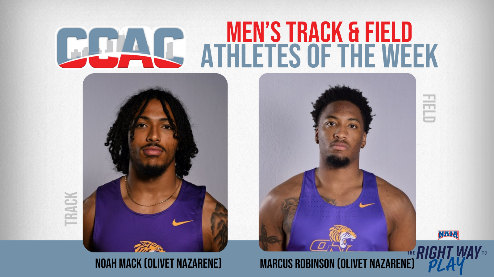 ONU's Robinson, Mack Add To Their Men's Indoor Track & Field Weekly Awards Collection
