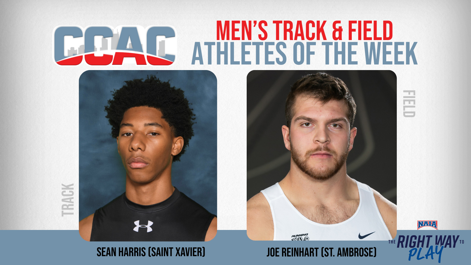 SXU's Harris, SAU's Reinhart Gain Men's Indoor Track Weekly Recognition