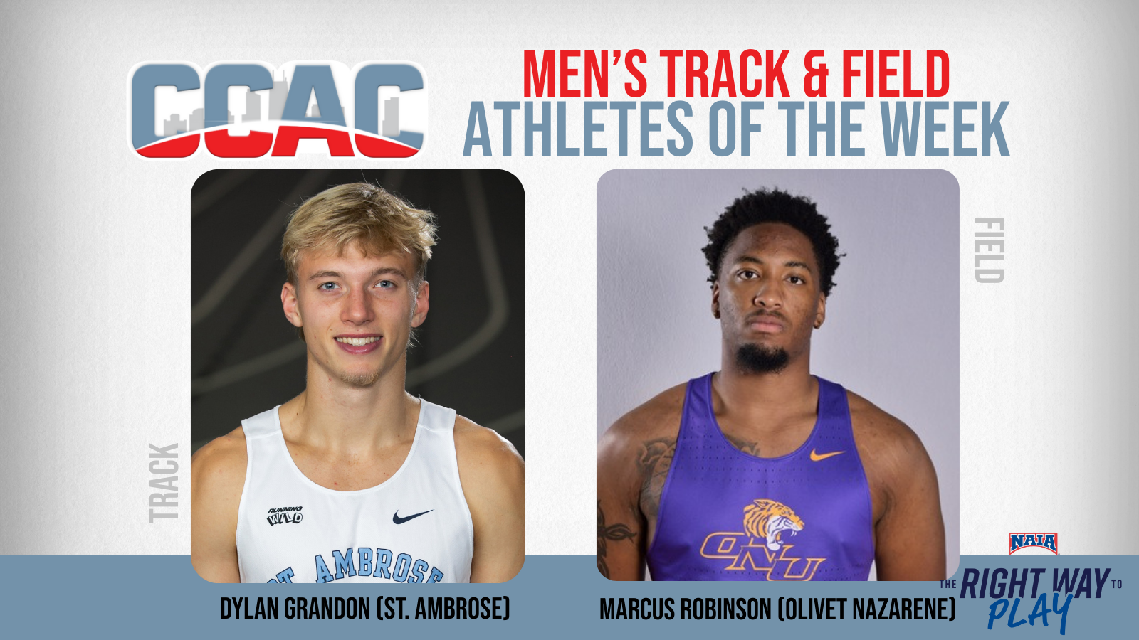 School Records Result In Men's Indoor T&amp;F Weekly Honors For SAU's Grandon, ONU's Robinson