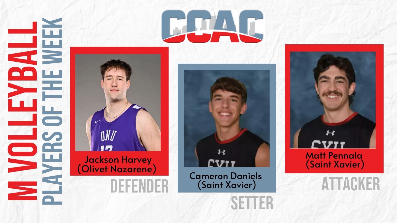 SXU's Pennala, Daniels, ONU's Harvey Claim Final Weekly Men's Volleyball Honors For 2025