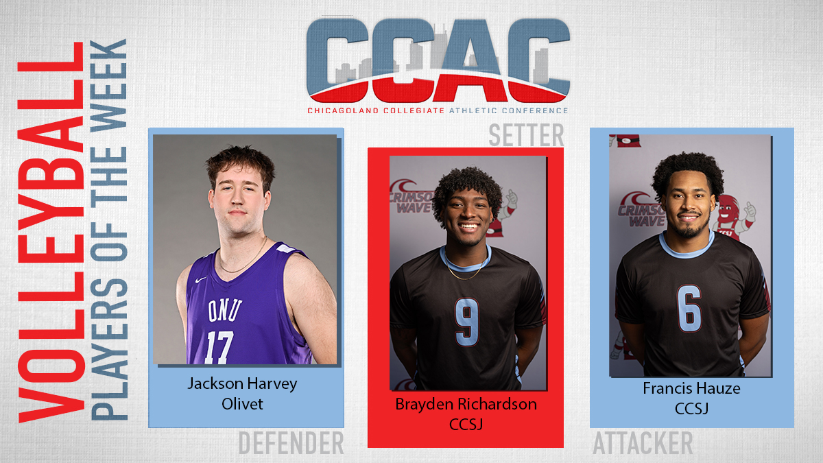CCSJ's Hauze, Richardson, ONU's Harvey Gain Men's Volleyball Weekly Accolades