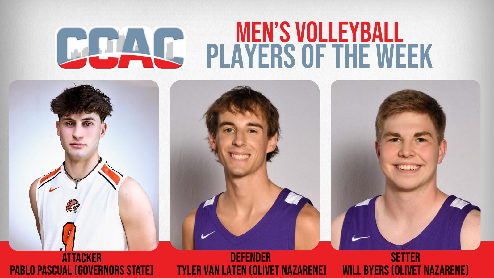 GSU's Pascual, ONU's Van Laten, Byers Secure Final Weekly Men's Volleyball Awards For 2026