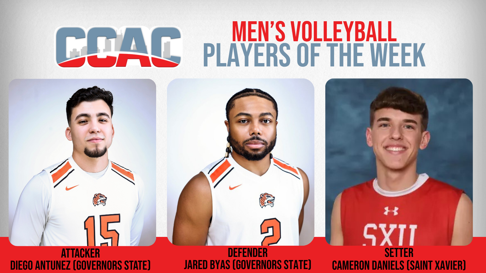 GSU's Antunez, Byas, SXU's Daniels Keep Teams In Title Hunt, Capture Weekly Men's VB Honors