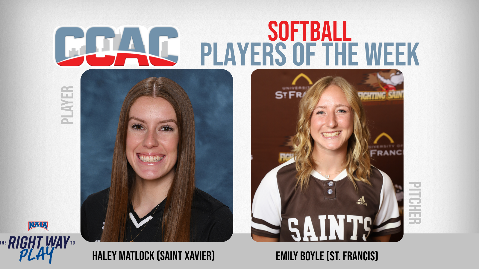 SXU's Matlock, USF's Boyle Garner Weekly Softball Recognition