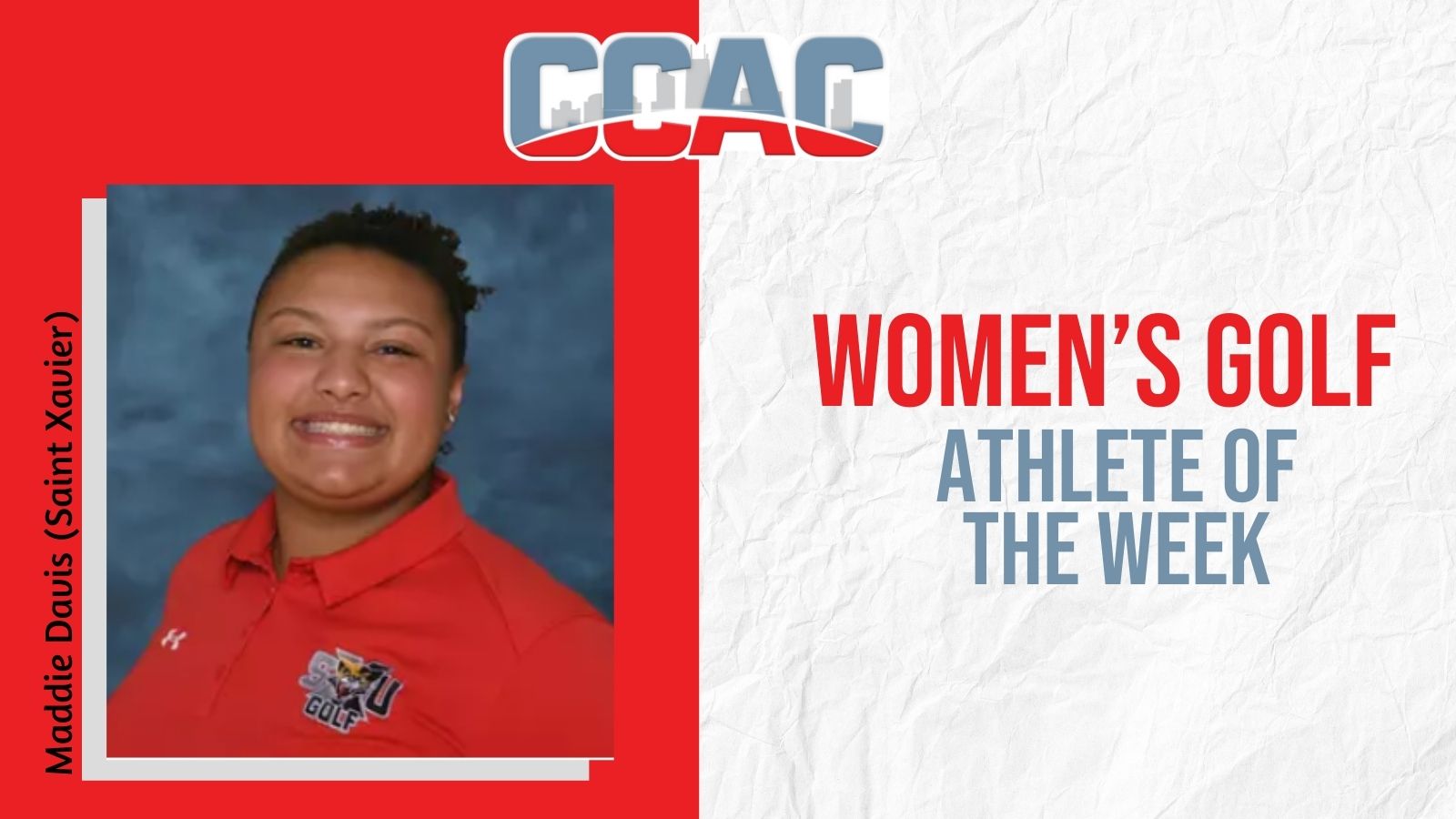 SXU's Davis Named CCAC Women's Golfer of the Week