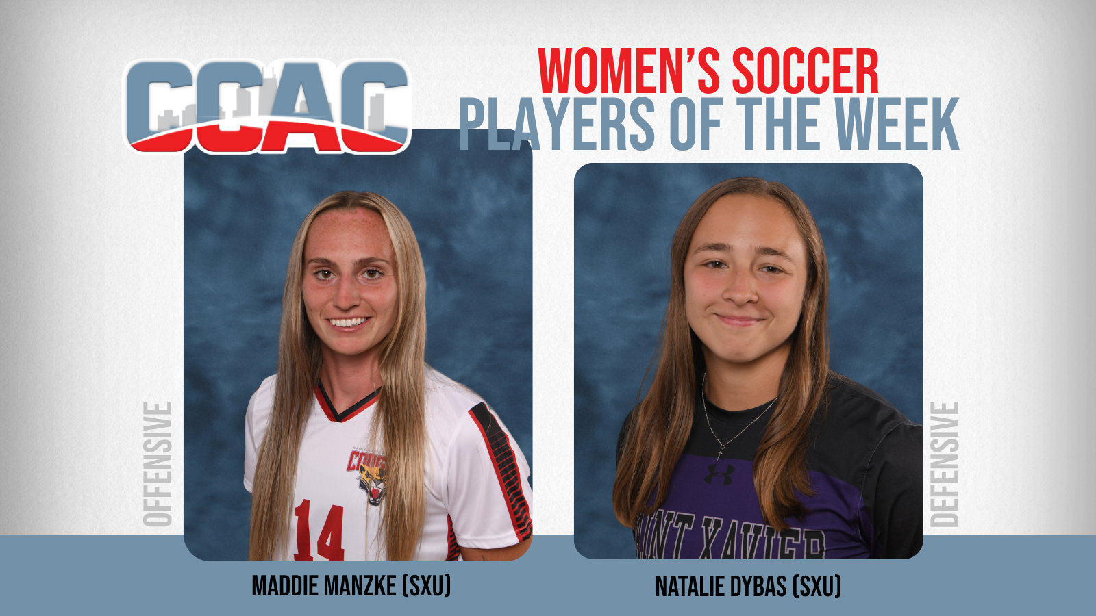 Manzke, Dybas Earn Sweep of Women's Soccer Weekly Honors For SXU