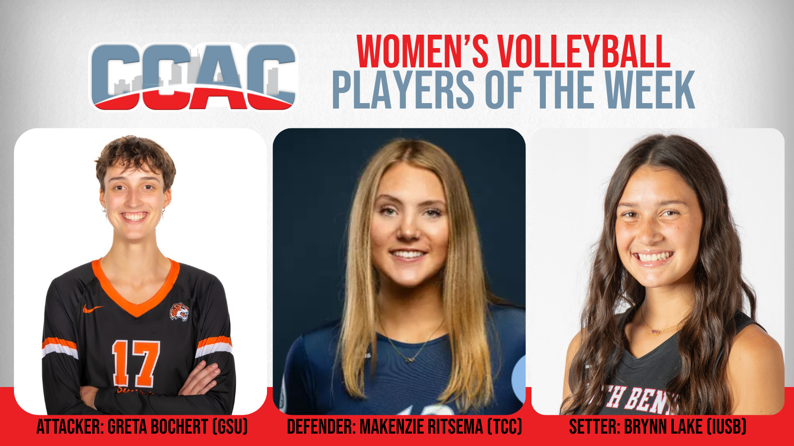 GSU's Bochert, TCC's Ritsema, IUSB's Lake Make The Weekly Women's Volleyball Grade